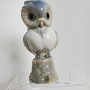 Owl Figurine Vintage 1980's Porcelanas Miquel Requena Valencia of Spain RARE EUC